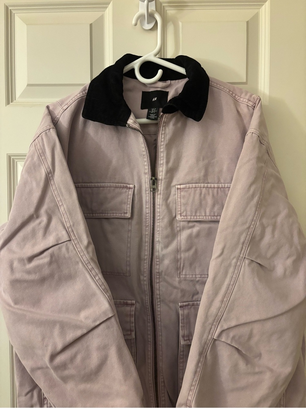 H&M Lavender Utility Jacket with Black Corduroy Collar